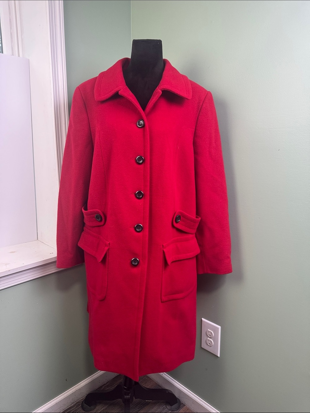 Charles Klein Red Wool Coat 16W